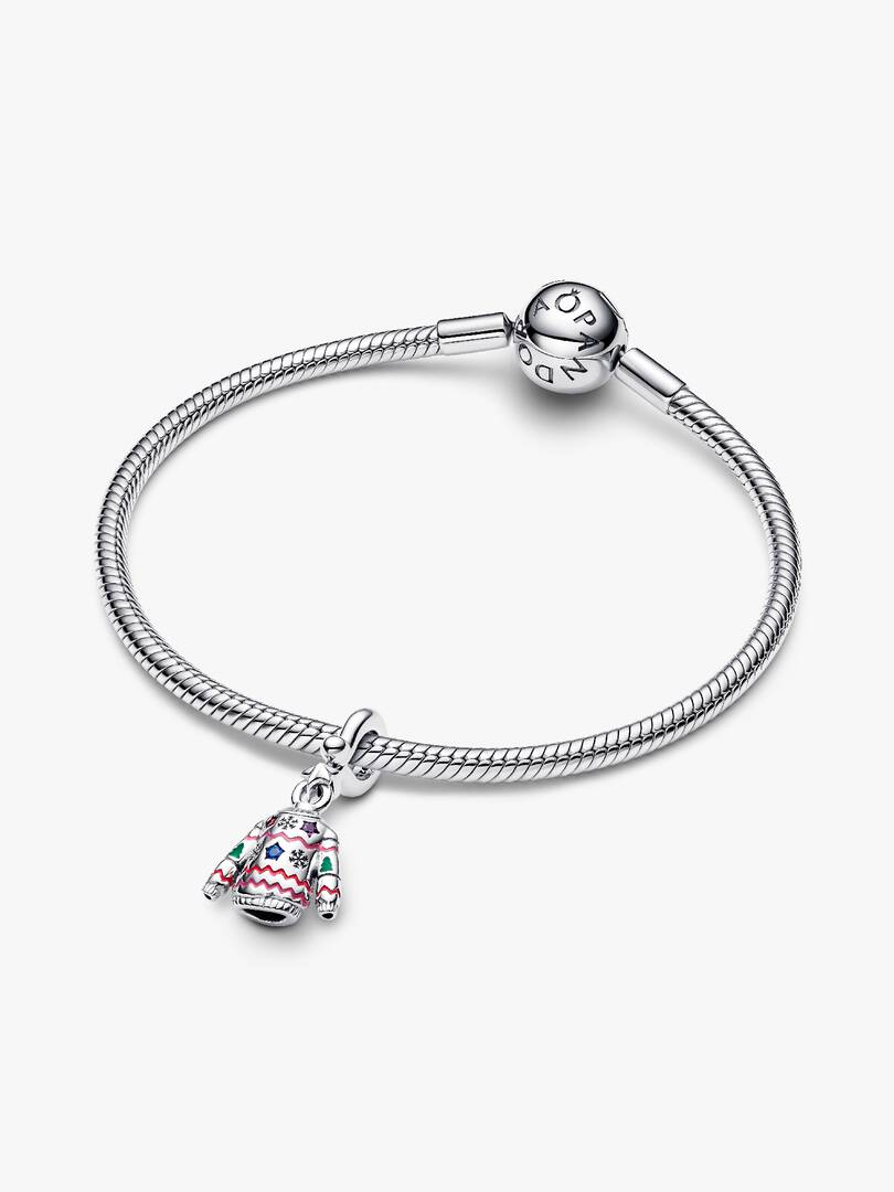 Christmas Sweater Dangle Charm Sterling silver