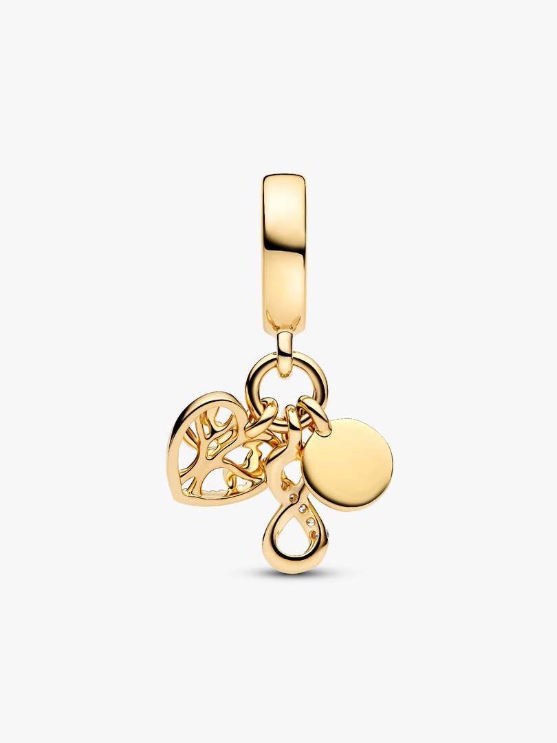 Family Infinity Triple Dangle Charm 14k gold plating