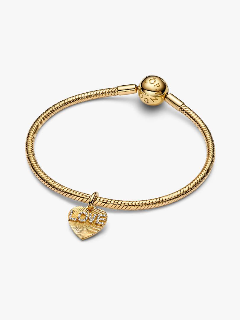 Engravable Love Heart Dangle Charm 14k gold plating
