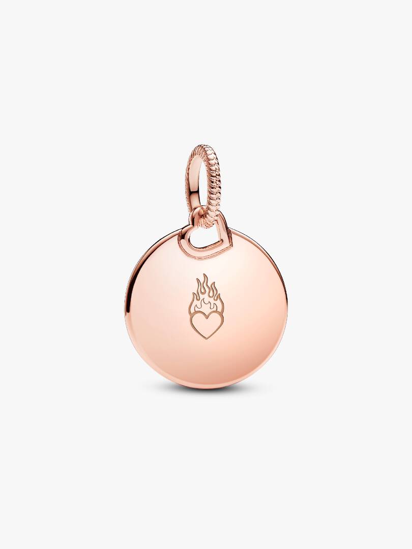 Engravable Round Tag Pendant 14k rose gold plating