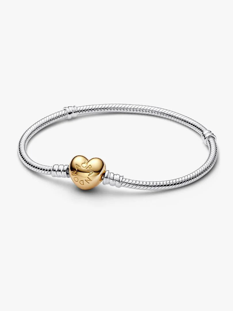 Heart Clasp Snake Chain Bracelet Sterling silver, 14k gold plating
