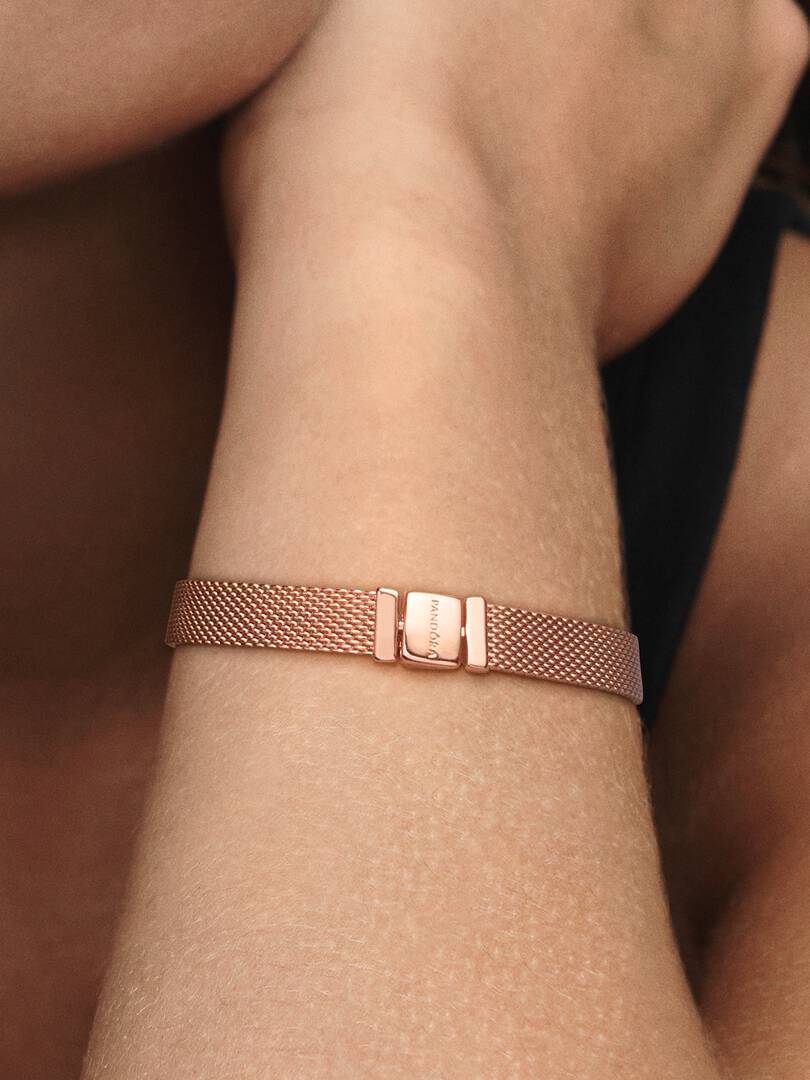 FINAL SALE - Pandora Reflexions™ Mesh Bracelet 14k rose gold plating