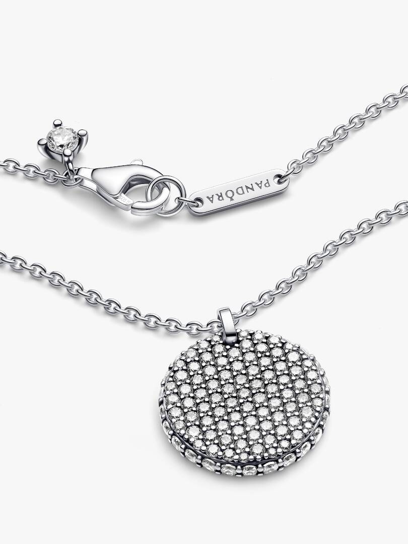 FINAL SALE - Pandora Timeless Pavé Round Pendant Necklace Sterling silver