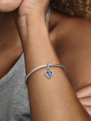 Celestial Shooting Star Heart Double Dangle Charm Sterling silver