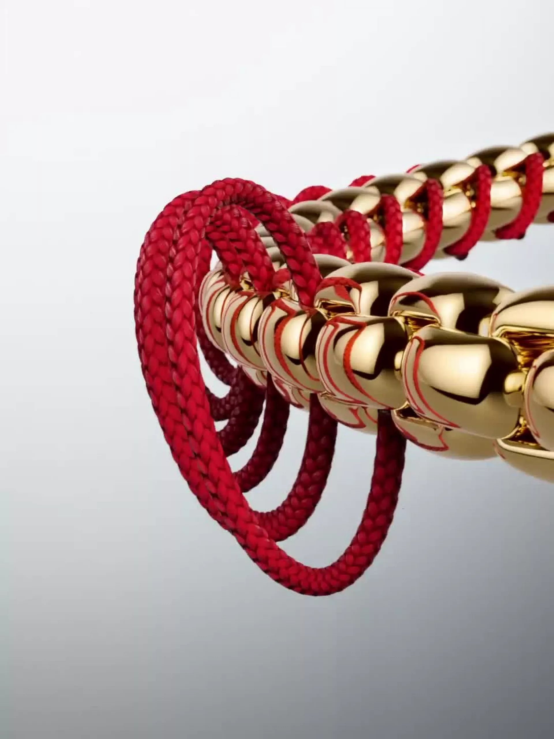 Red Cord Snake Chain Bracelet 14k gold plating