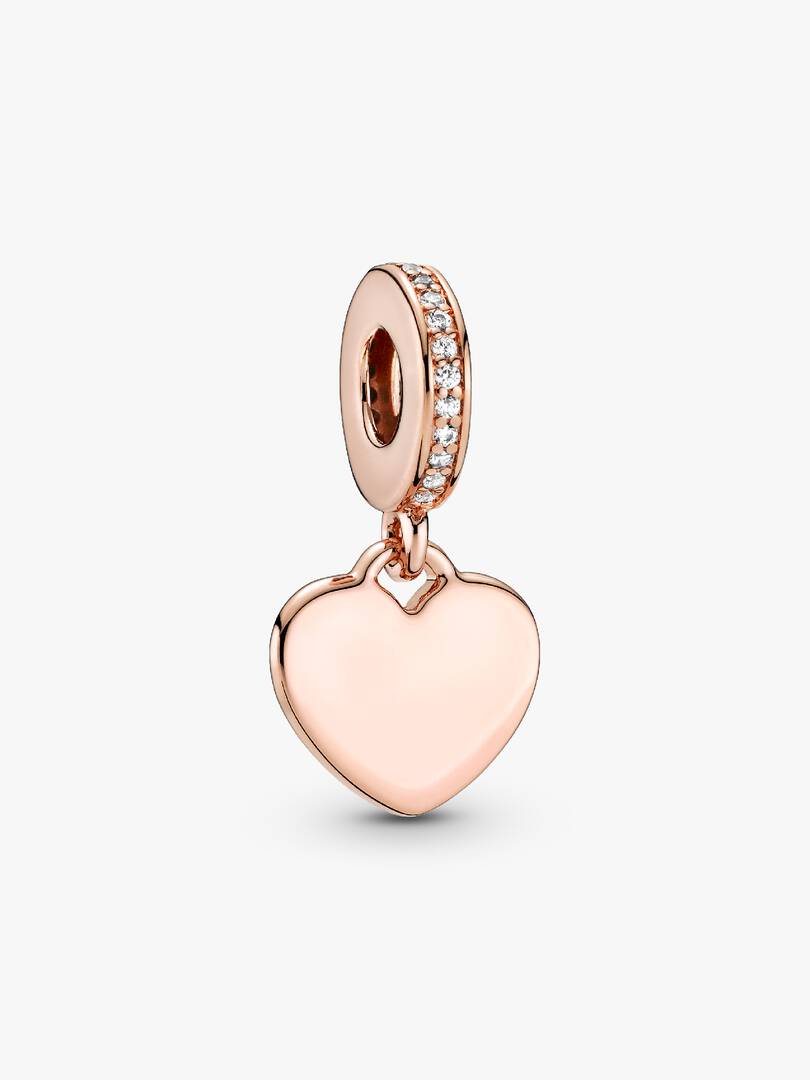 Engravable Heart Tag Dangle Charm 14k rose gold plating