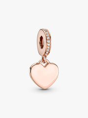 Engravable Heart Tag Dangle Charm 14k rose gold plating
