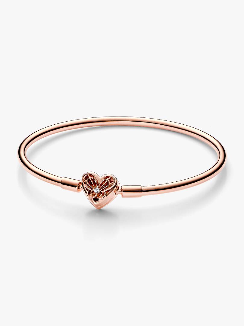 FINAL SALE - Pandora Moments Heart & Butterfly Bangle 14k rose gold plating