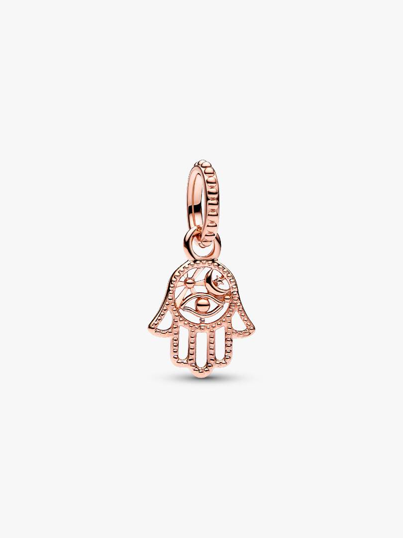FINAL SALE - Protective Hamsa Hand Dangle Charm 14k rose gold plating