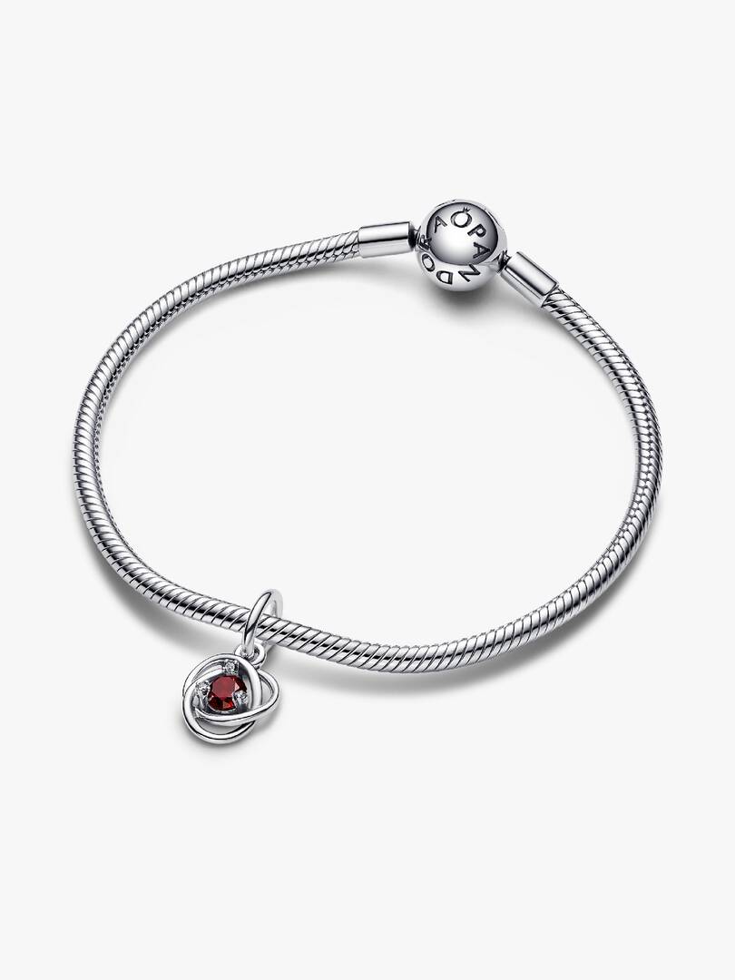 FINAL SALE - Red Eternity Circle Dangle Charm Sterling silver