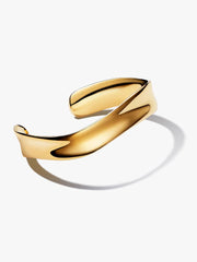 Organically Shaped Broad Open Bangle 14k gold plating