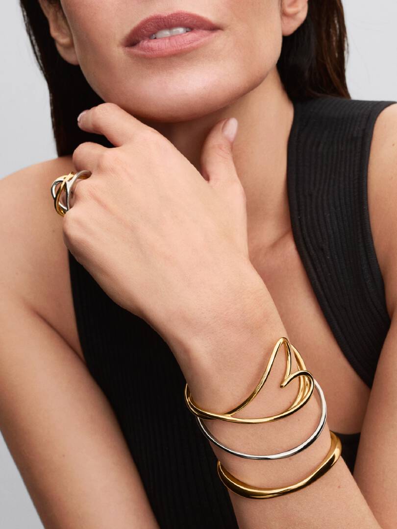 Organically Shaped Heart Bangle 14k gold plating