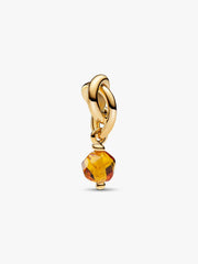 Faceted Honey Eternity Circle Dangle Charm 14k gold plating
