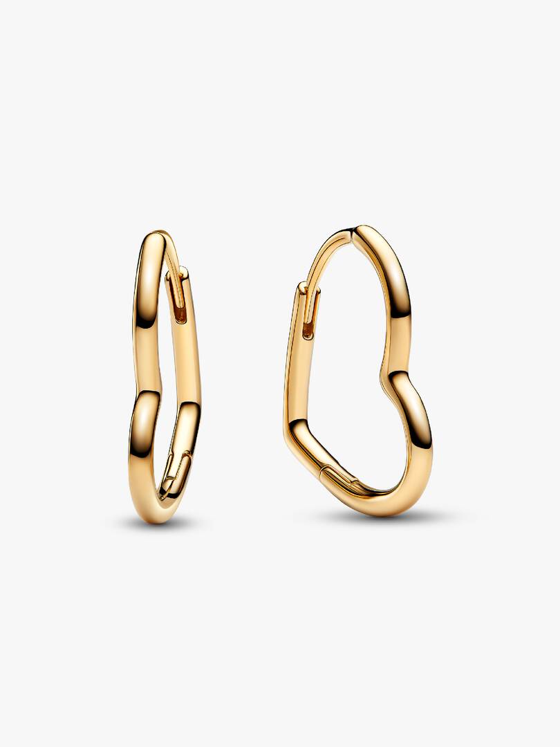 Asymmetrical Heart Hoop Earrings 14k gold plating