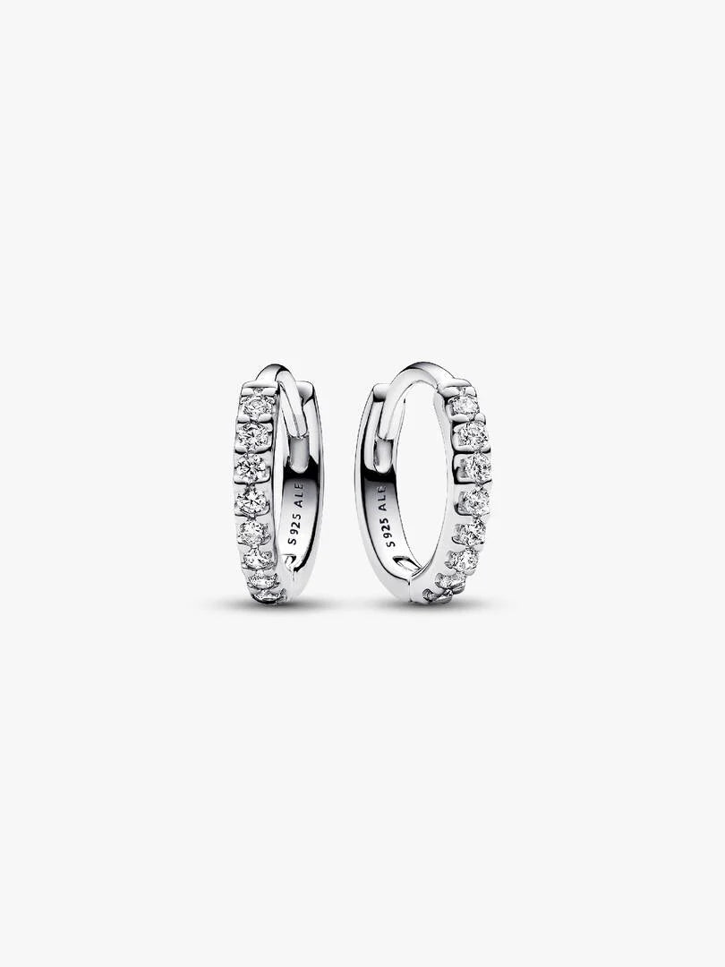 Sparkling Huggie Hoop Earrings Sterling silver