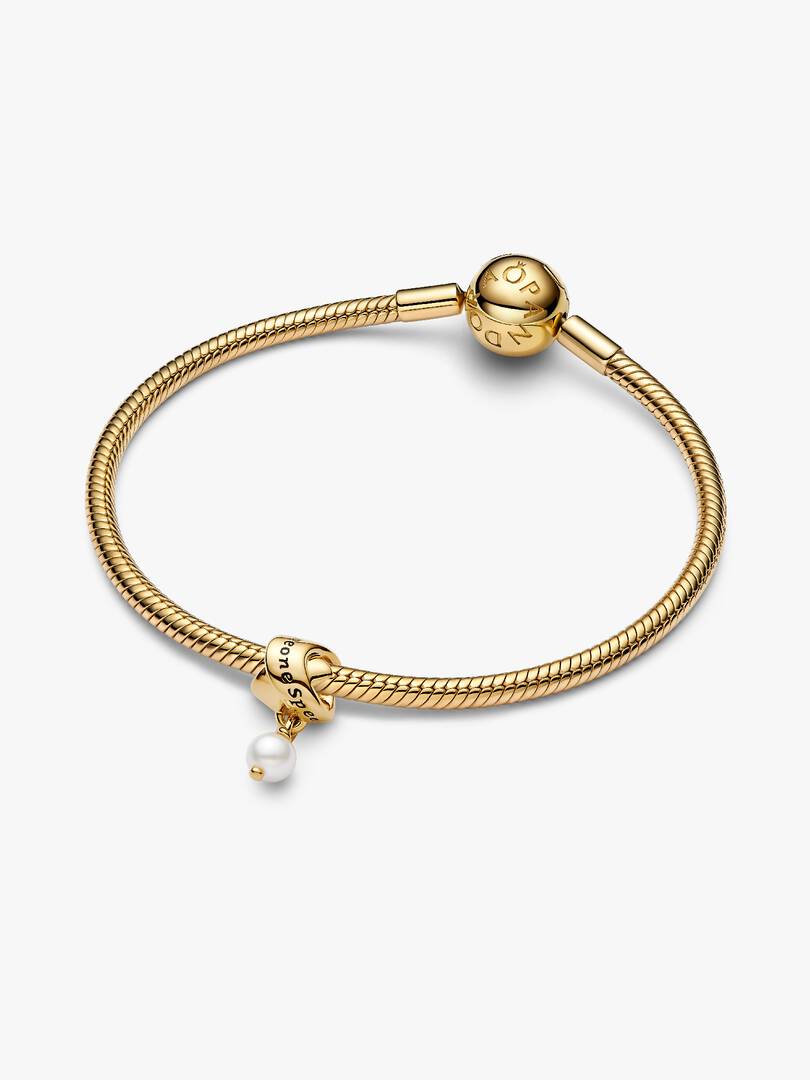 FINAL SALE - Treated Freshwater Cultured Pearl Ribbon Charm 14k gold plating