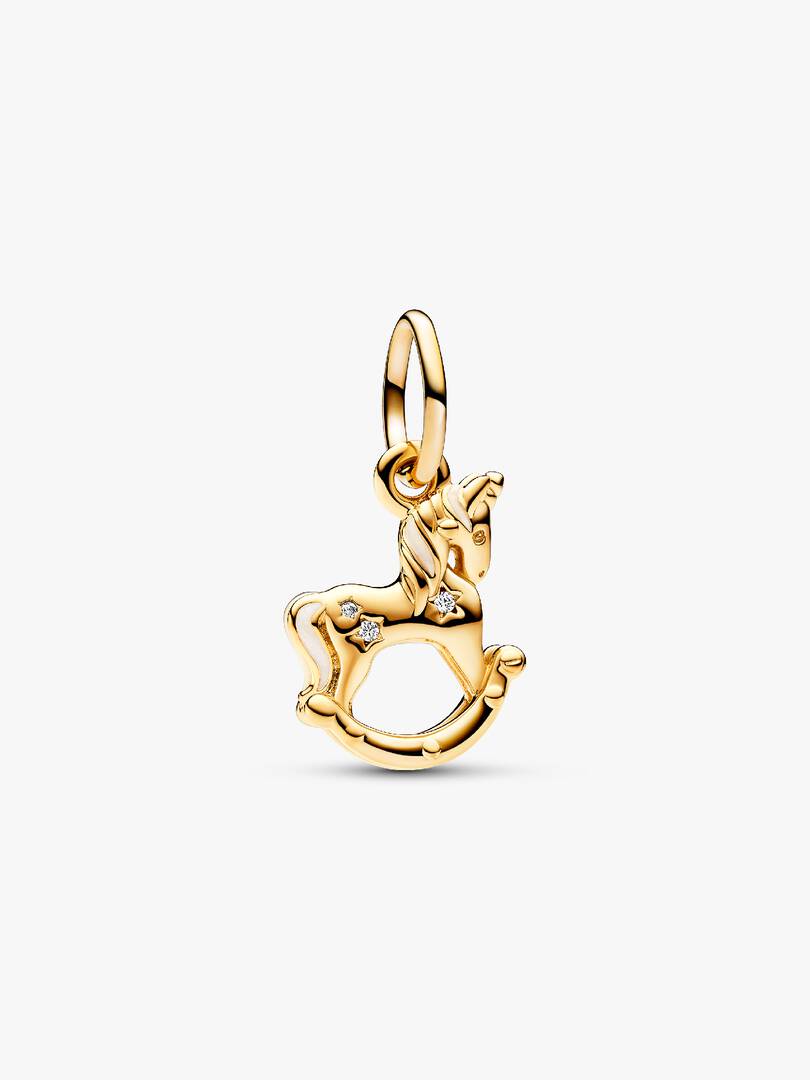 FINAL SALE - Rocking Unicorn Dangle Charm Sterling silver, 14k gold plating