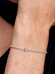Sparkling Heart Tennis Bracelet 14k gold plating