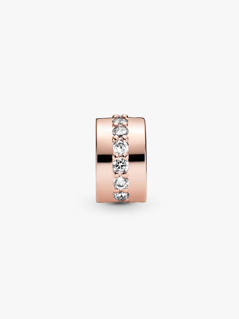 Sparkling Row Spacer Charm 14k rose gold plating