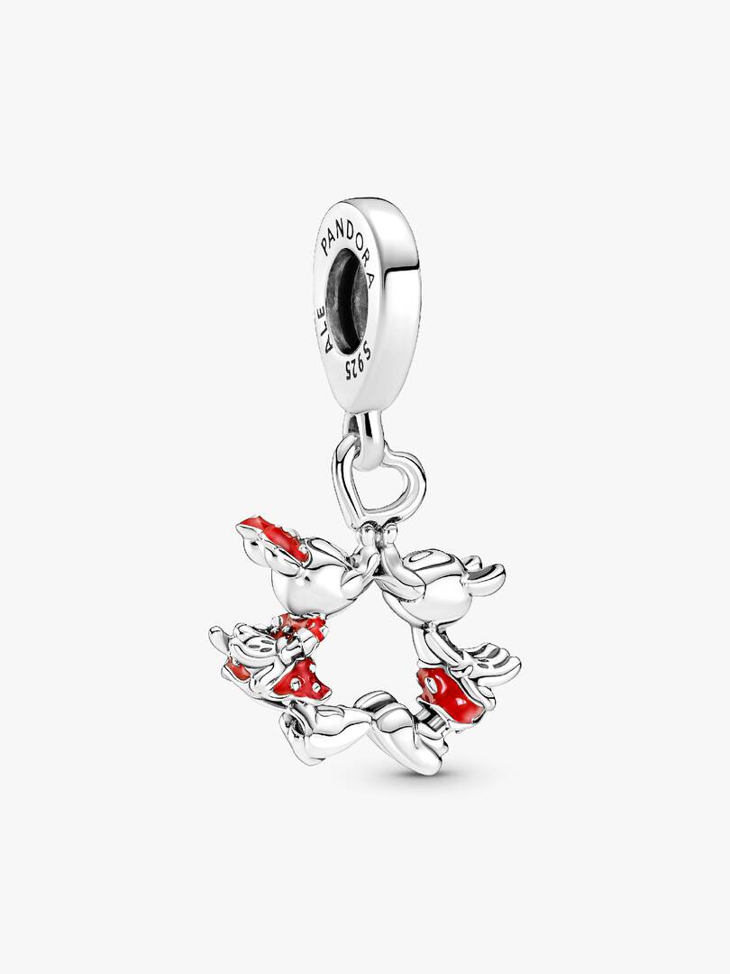 Disney Mickey Mouse & Minnie Mouse Kissing Dangle Charm Sterling silver