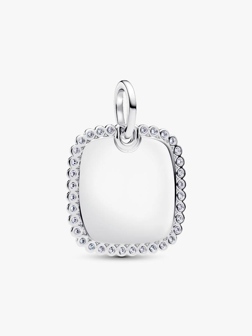 Engravable Square Tag Pendant Sterling silver