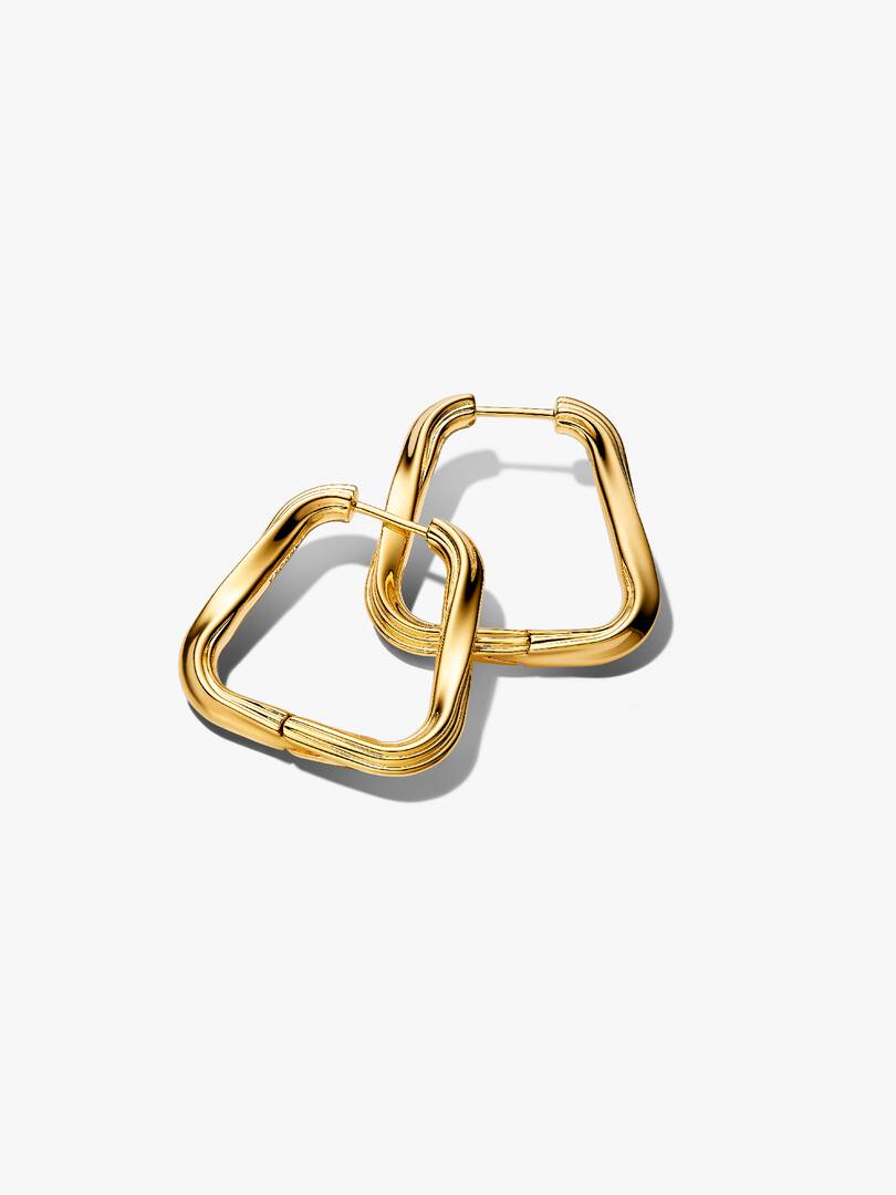 Twisted Triangle Large Hoop Earrings 14k gold plating