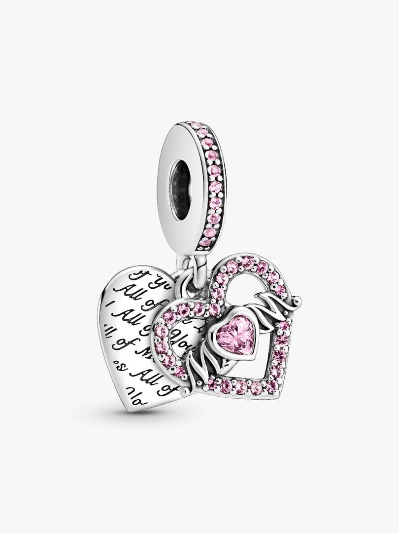 Heart & Mom Dangle Charm Sterling silver