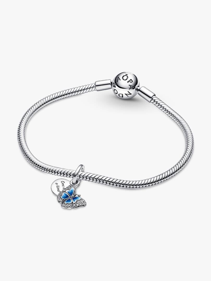 Blue Butterfly & Quote Double Dangle Charm Sterling silver