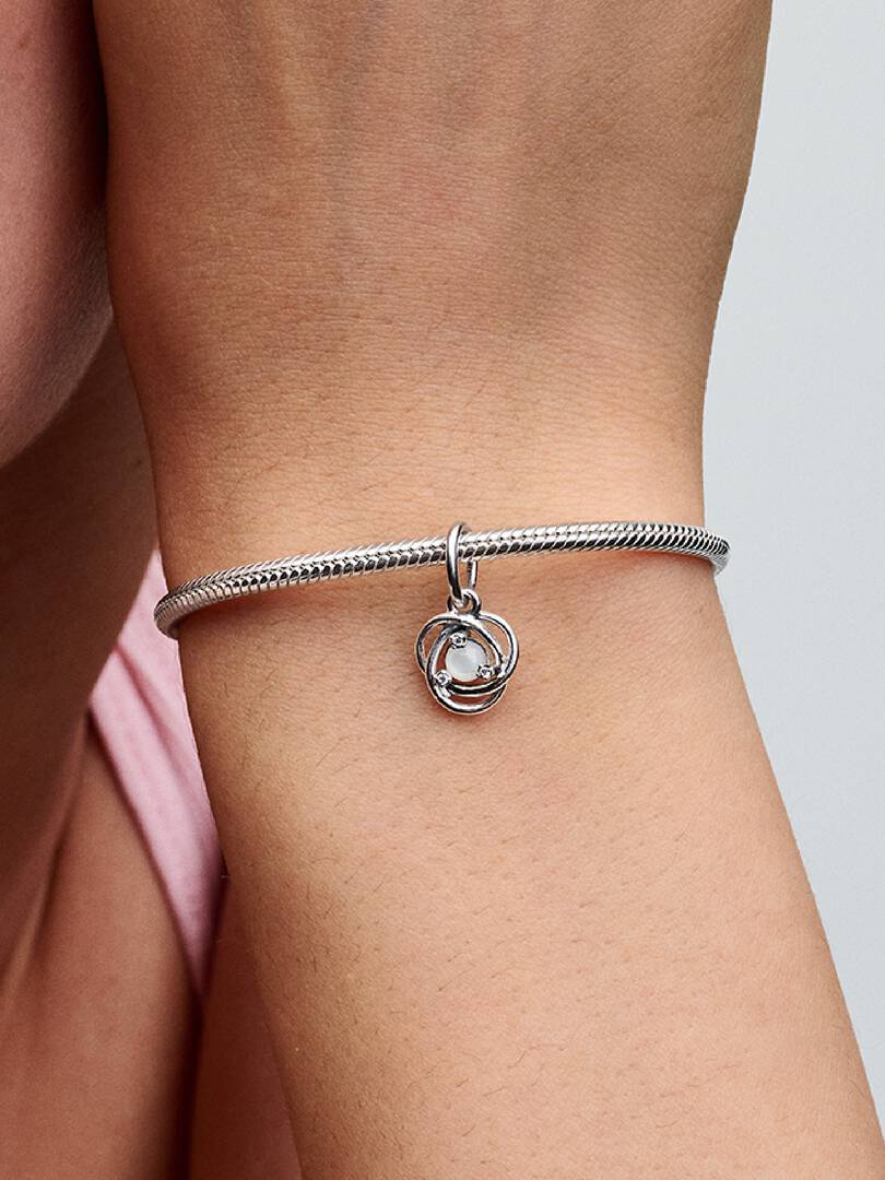 FINAL SALE - White Eternity Circle Dangle Charm Sterling silver
