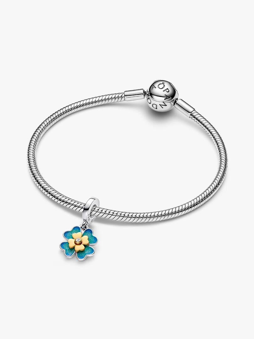 2025 Four Leaf Clover Lab-Grown Diamond Dangle Charm 0.009 ct TW, Sterling silver, 14k gold plating