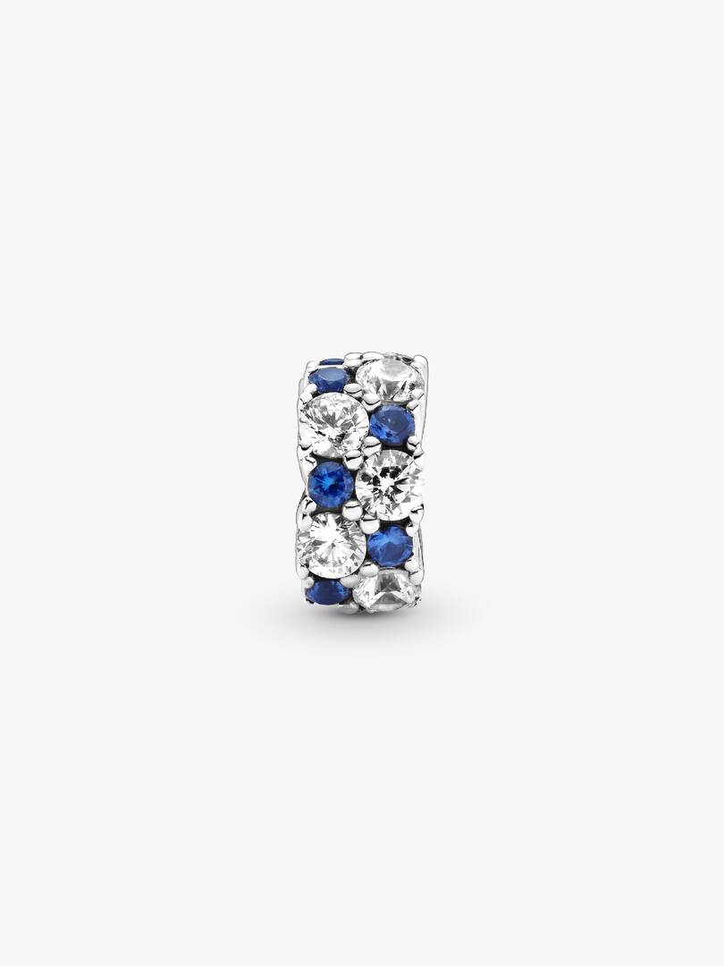 FINAL SALE - Clear & Blue Sparkling Clip Charm Sterling silver