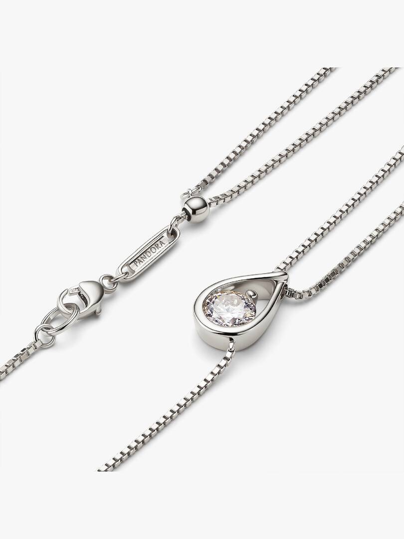 FINAL SALE - Pandora Infinite 14k White Gold Lab-grown Diamond Double Chain Collier Necklace 0.75 ct TW, 14k white gold