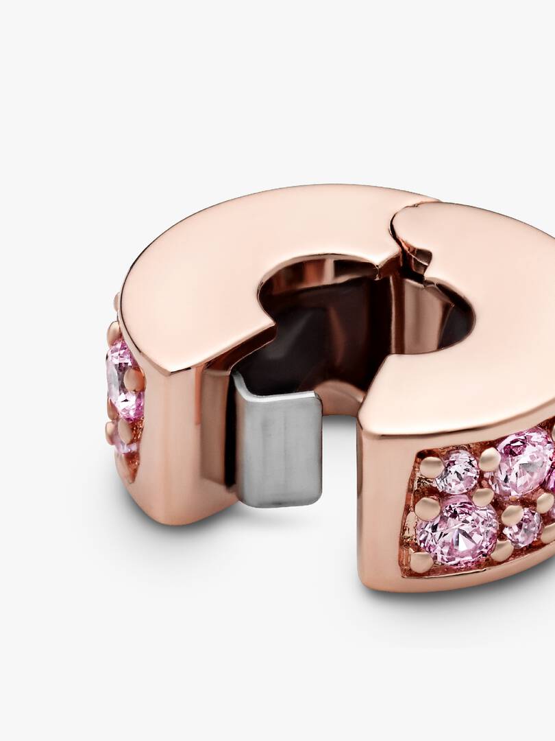 Pink Pavé Clip Charm 14k rose gold plating