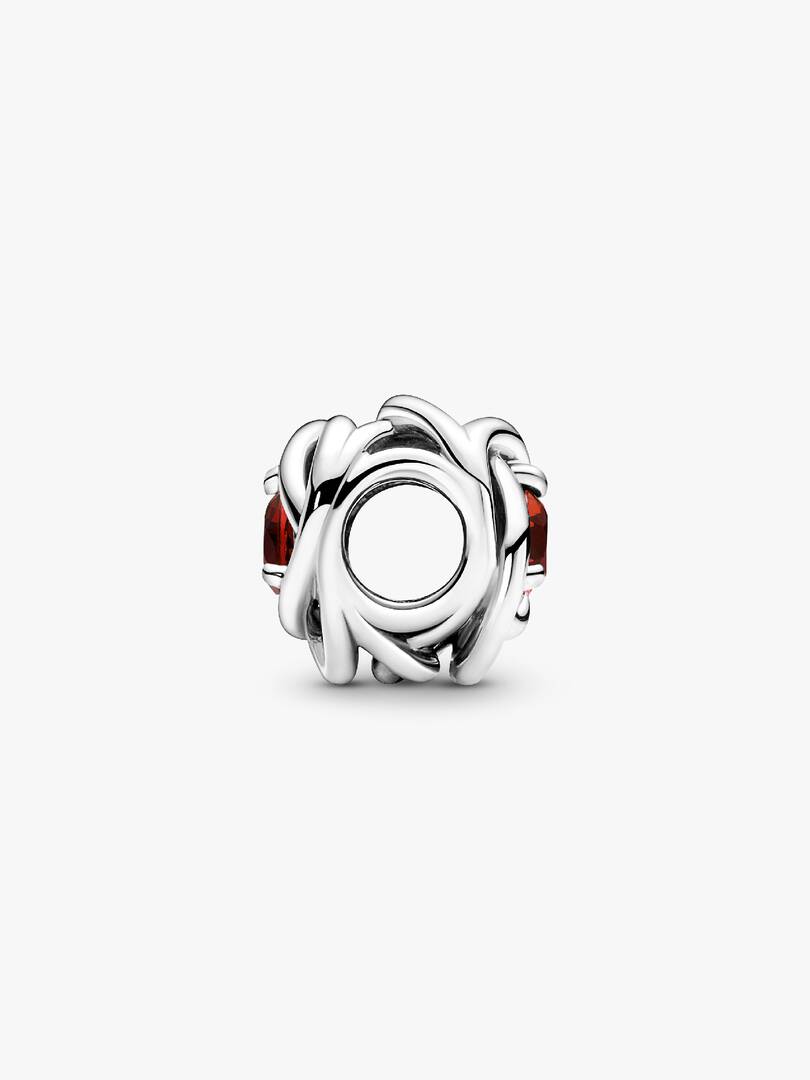 January Red Eternity Circle Charm Sterling silver