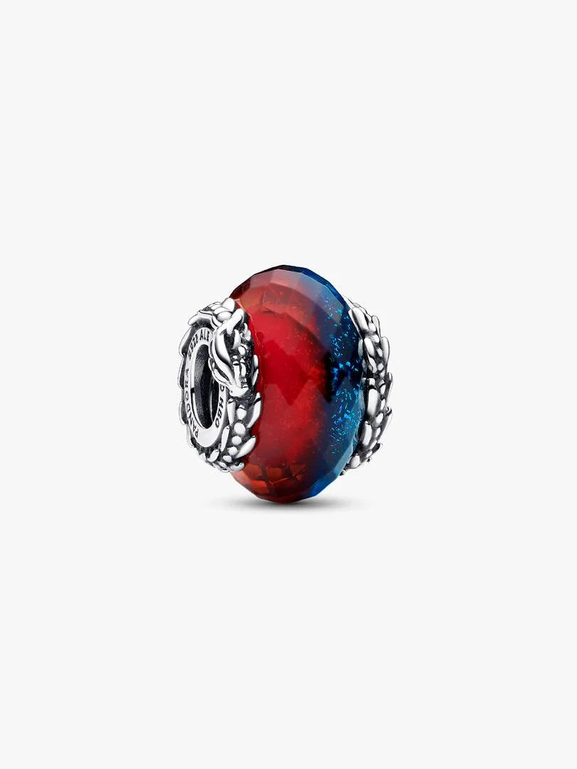 FINAL SALE - Game of Thrones Ice & Fire Dragons Dual Murano Glass Charm Sterling silver