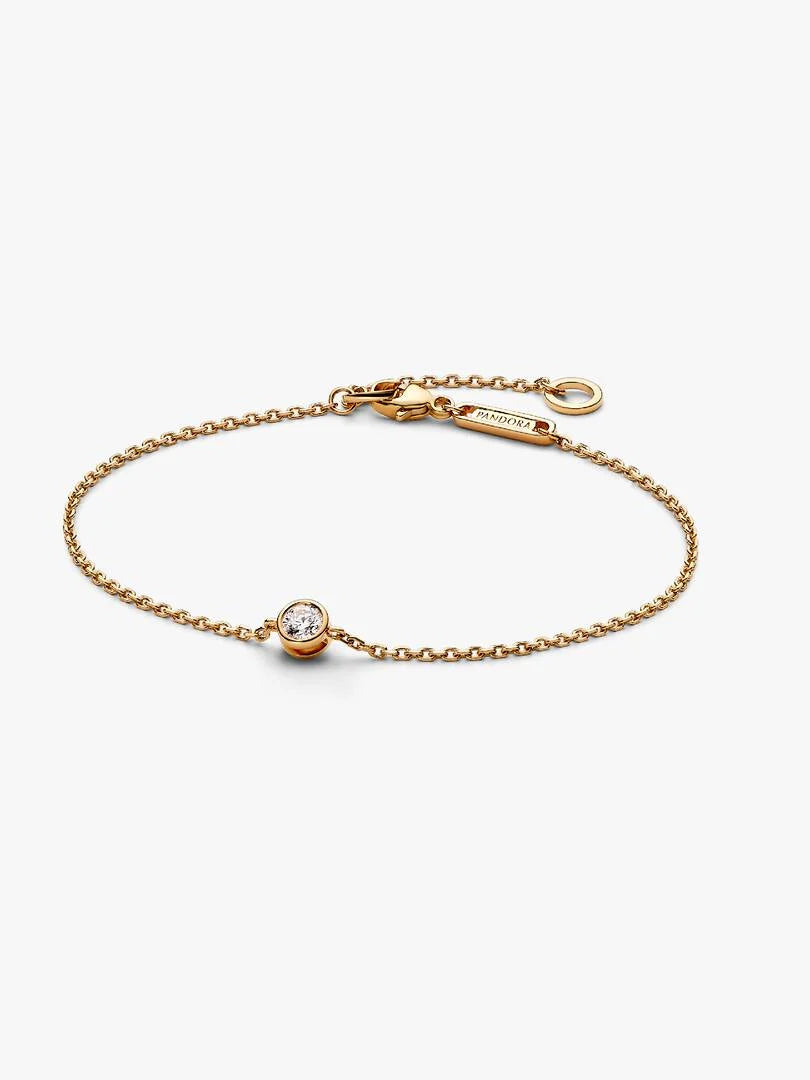 Pandora Era Bezel 14k Gold Lab-grown Diamond Chain Bracelet 0.15 ct TW, 14k gold