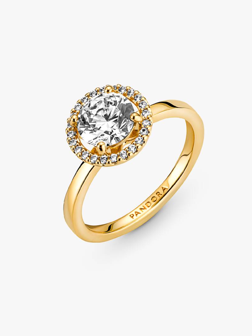 Sparkling Round Halo Ring 14k gold plating