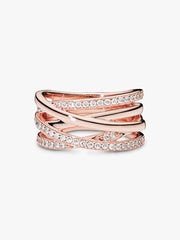 Sparkling & Polished Lines Ring 14k rose gold plating