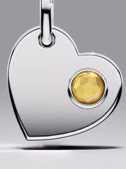 July Engravable Heart True Red Stone Dangle Charm Sterling silver