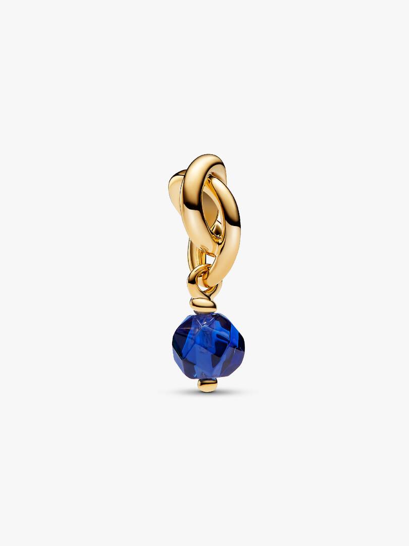 Faceted Blue Eternity Circle Dangle Charm 14k gold plating