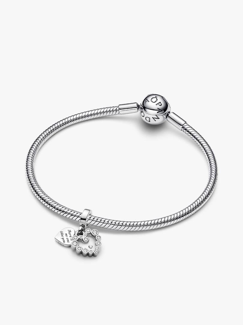 Sparkling Heart Double Dangle Charm Sterling silver