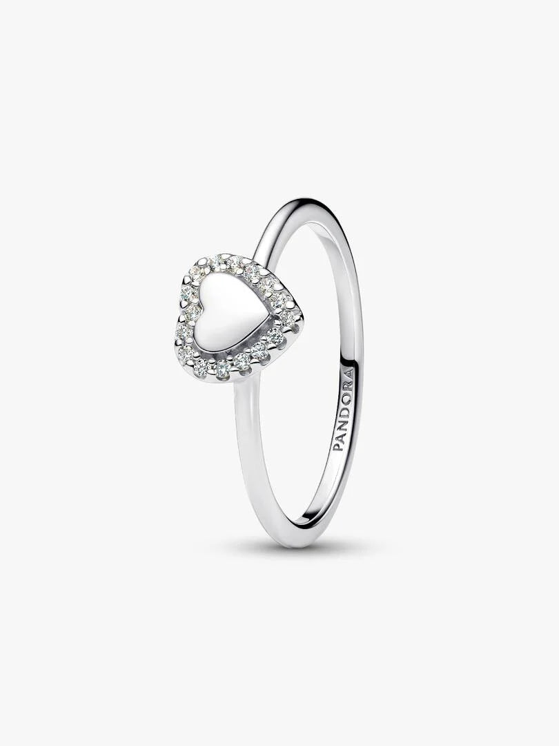 Engravable Heart Halo Ring Sterling silver
