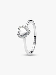 Engravable Heart Halo Ring Sterling silver