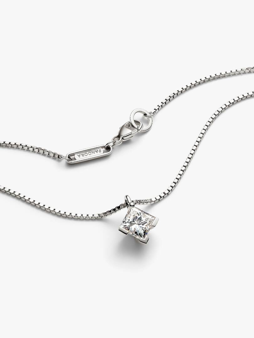 FINAL SALE - Pandora Nova 14k White Gold Lab-grown Diamond Pendant Necklace 1.00 ct TW, 14k white gold