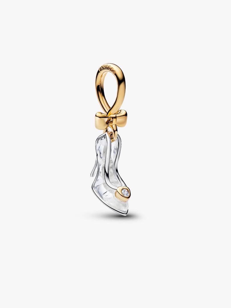 Disney Princess Cinderella Shoe Dangle Charm 0.012 ct TW, Sterling silver, 14k gold plating