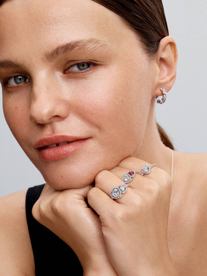 FINAL SALE - Sparkling Hearts Open Hoop Earrings Sterling silver