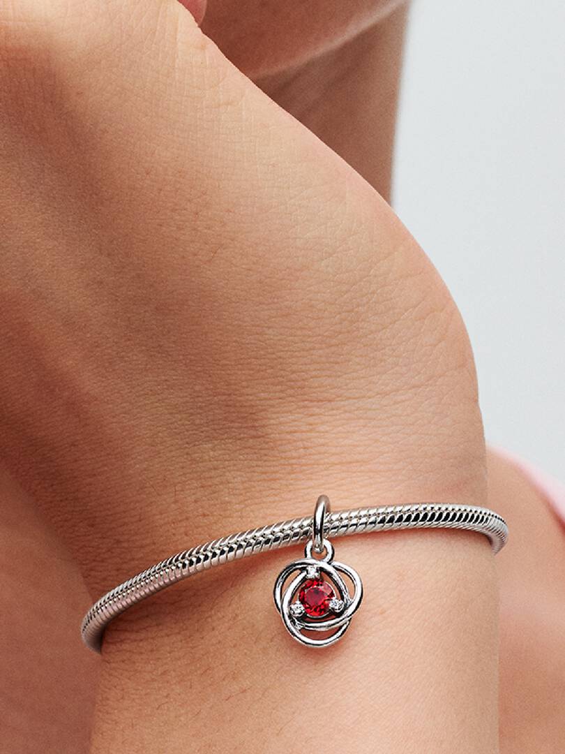 FINAL SALE - True Red Eternity Circle Dangle Charm Sterling silver