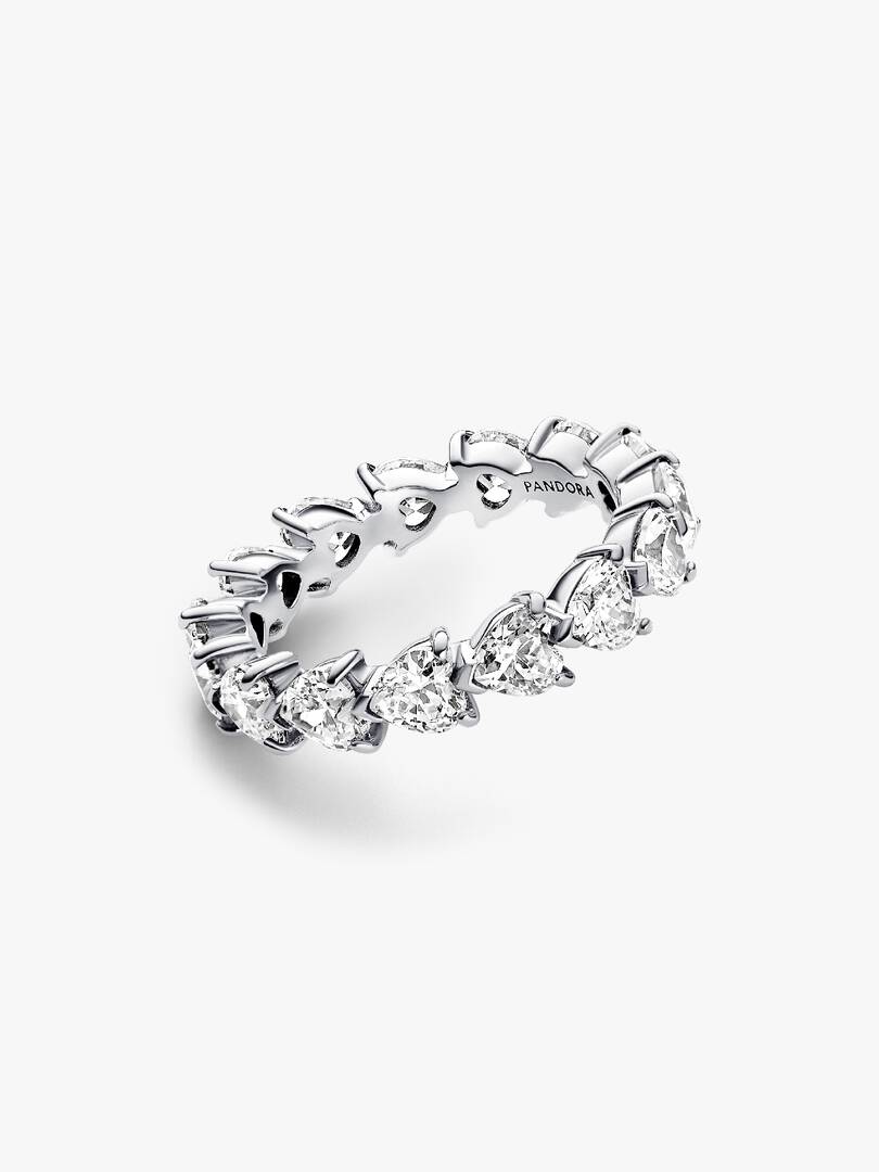 Band of Clear Hearts Ring Sterling silver