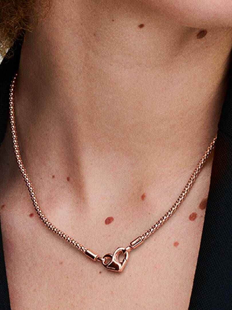 Pandora Moments Studded Chain Necklace 14k rose gold plating
