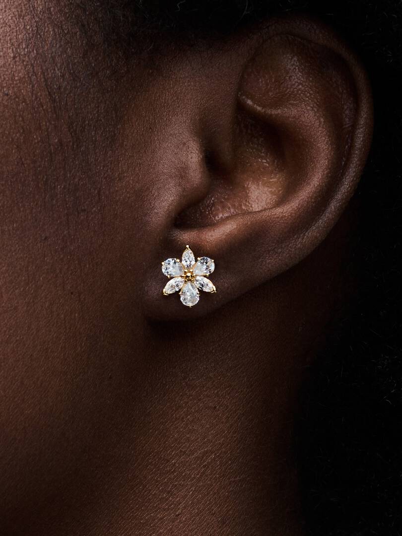 Sparkling Herbarium Cluster Stud Earrings 14k gold plating